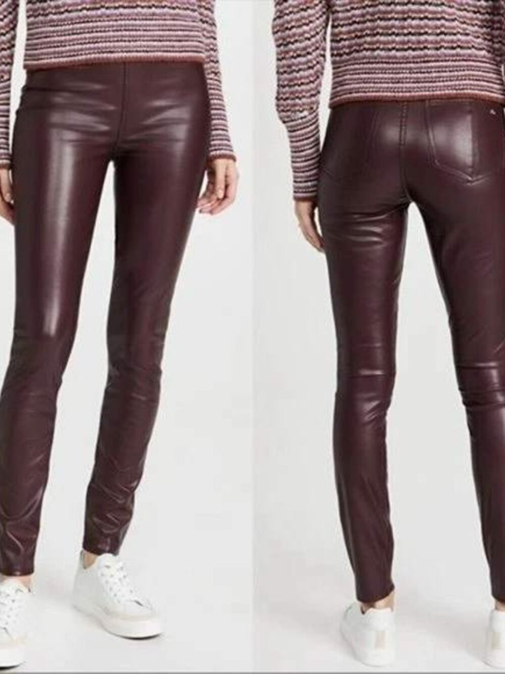 Rag and Bone Nina Faux Leather Skinny Pants Leggings Sz XS Deep Burgundy